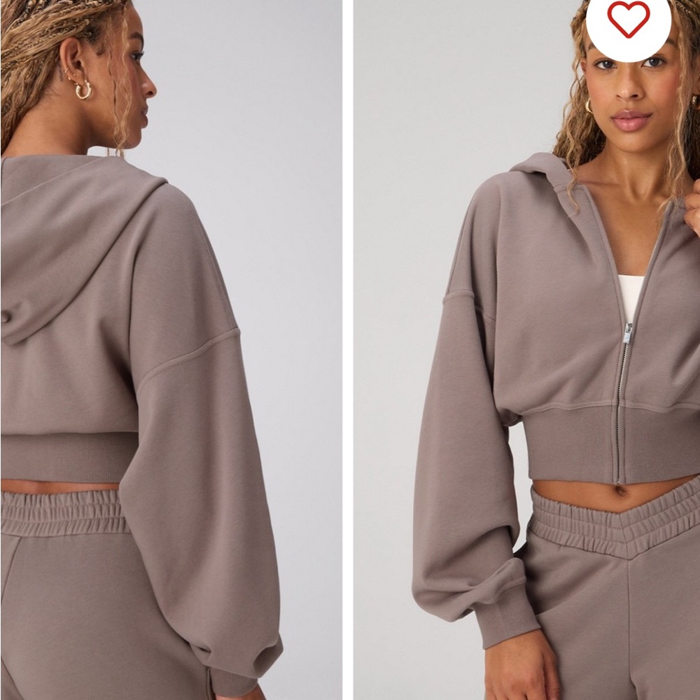 Women's Taupe Cropped Hoodie